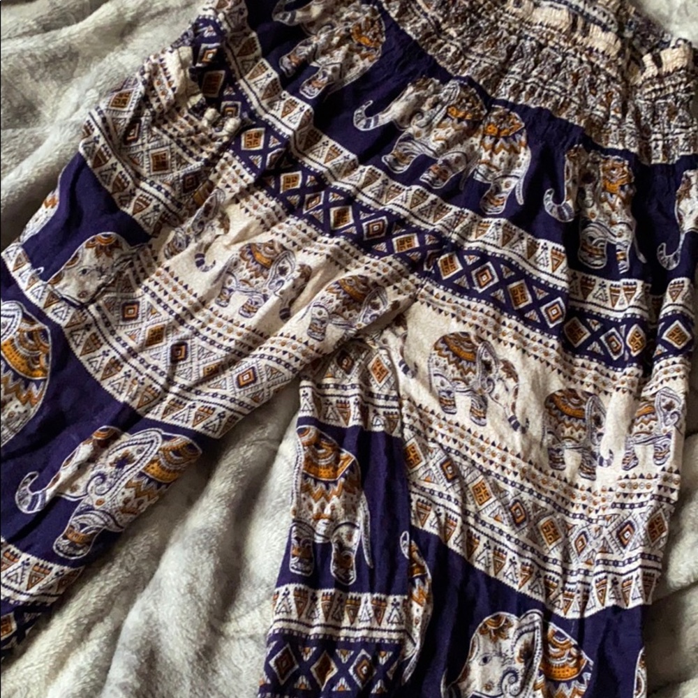 Bohemian elephant loose yoga travel pants
